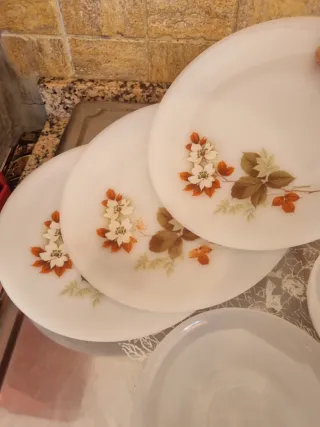 Juego de vajilla de cristal con flores