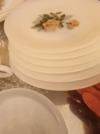 Juego de vajilla de cristal con flores