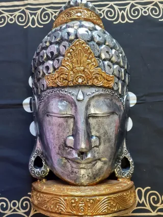 Cabeza Buda Decorativa Madera Ligera