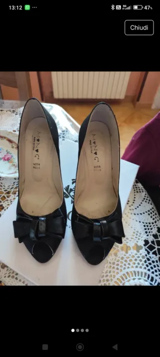 Scarpe donna MNG nere tacco con fiocco