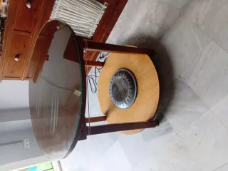 Mesa camilla redonda madera y cristal