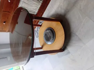 Mesa camilla redonda madera y cristal