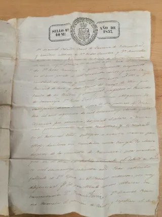 Carta antigua doble 1837