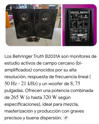 Altavoces Behringer Truth B2031 Activos