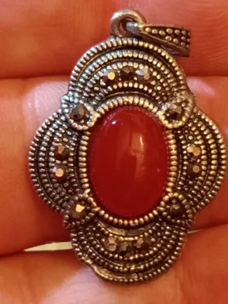 Colgante Vintage Rojo y Plateado