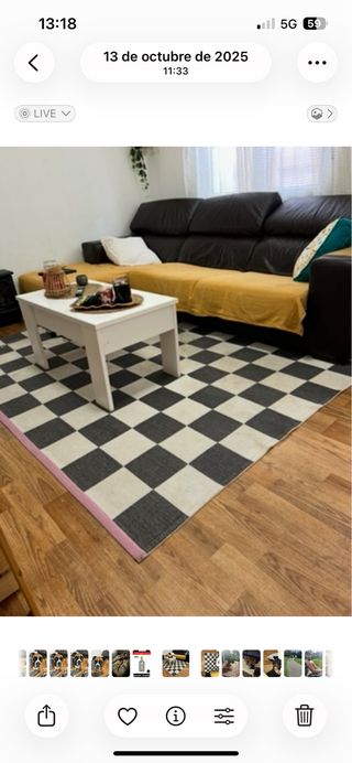 Alfombra de cuadros blanco y negro