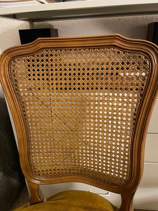 Pack 2 Sillas Vintage Ratán y Terciopelo