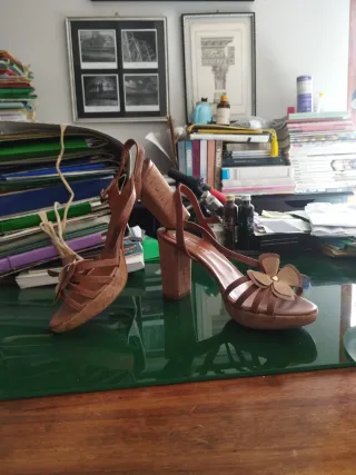 Sandali estivi tacco sughero marron /beige 40