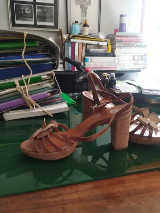 Sandali estivi tacco sughero marron /beige 40