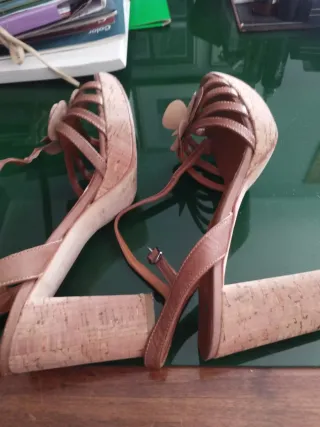 Sandali estivi tacco sughero marron /beige 40