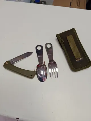 Conjunto Aitor Tenedor, Cuchara y Navaja Con funda