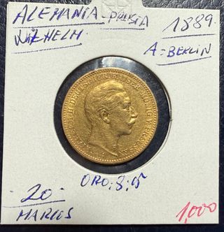 Moneda Oro Alemania Prusia 1889 Wilhelm II