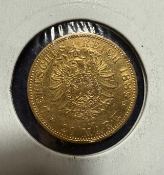 Moneda Oro Alemania Prusia 1889 Wilhelm II