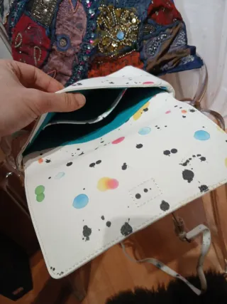 Bolso Desigual Blanco con Puntos Multicolor