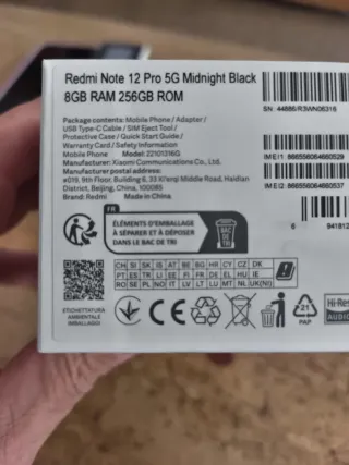 Smartphone redmi 12 note pro 8+256