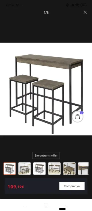 Mesa alta con 2 taburetes