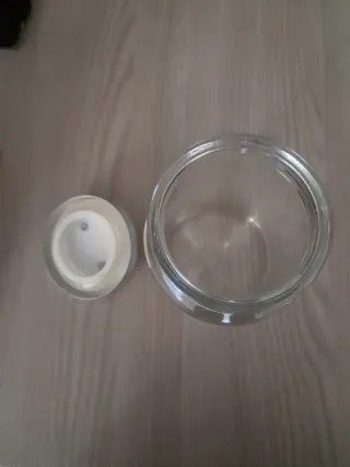 Vaso contenitore in vetro con coperchio metallo