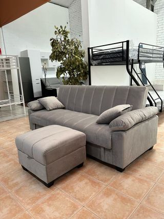 Sofá Cama NUEVO con Arcón + Puff