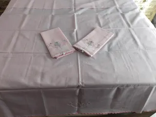 Juego de Sábanas Vintage Rosa Bordado