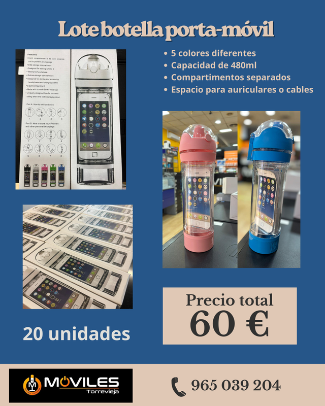 Lotto di 20 bottiglie porta cellulare da 480ml