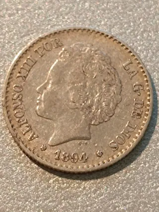Lote 8 monedas plata 50 céntimos 1894