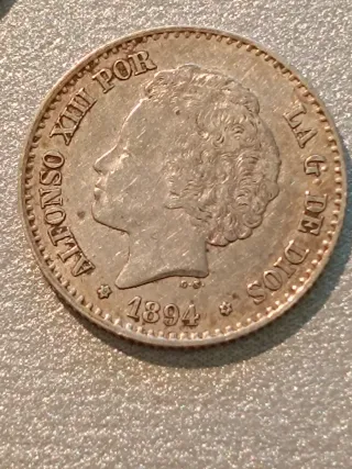 Lote 8 monedas plata 50 céntimos 1894