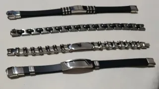 Lote 4 Pulseras Acero Inoxidable Hombre