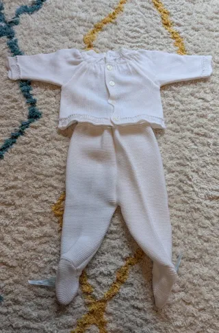 Conjunto bebé punto blanco y azul 3 meses