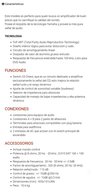 Amplificador Estéreo Yamaha AX-388