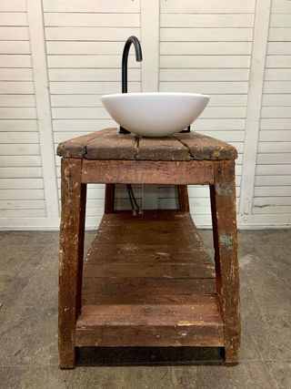 Mueble de baño artesanal madera y cerámica. Nuevo.