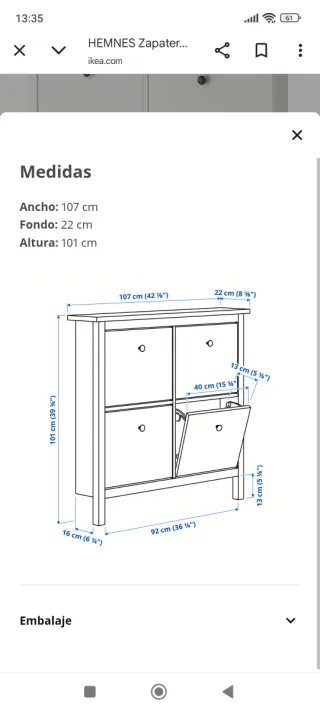 Zapatero Ikea Hemnes Blanco