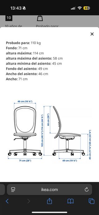 Silla de escritorio IKEA FLINTAN gris