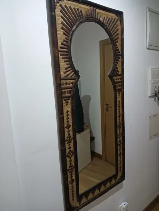 Espejo Pared Artesanal Bambú