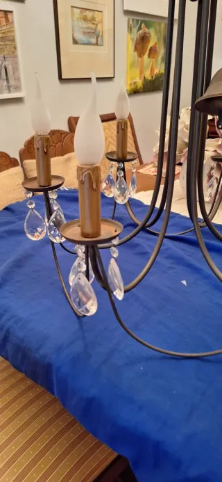 Lámpara de techo de metal con cristales