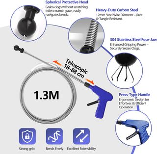 Set Alambre Desatascador Tuberías Azul