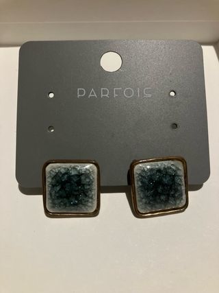 Brincos Quadrados Turquesa e Dourado