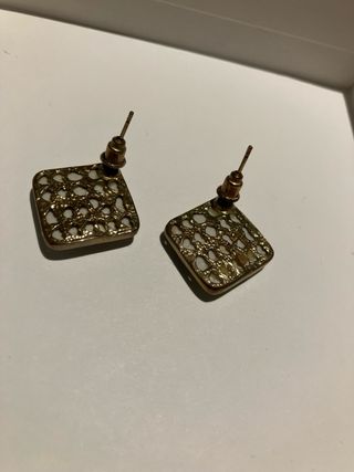 Brincos Quadrados Turquesa e Dourado