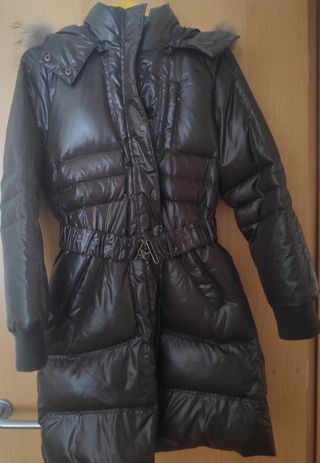 Abrigo Naf Naf pluma y plumon marrón