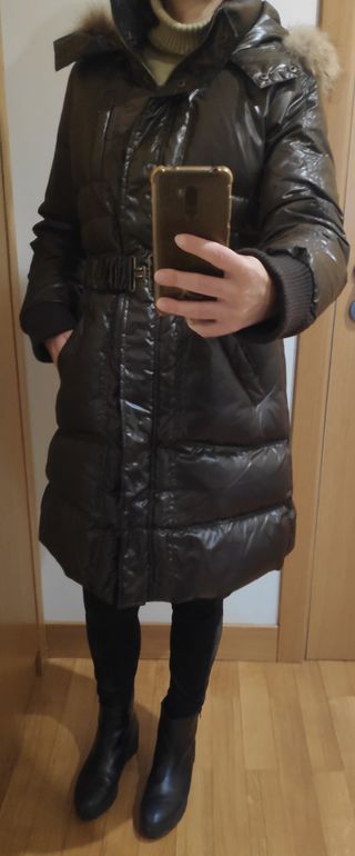 Abrigo Naf Naf pluma y plumon marrón