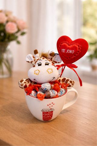 Taza Te Amo con Jirafa y Chocolates