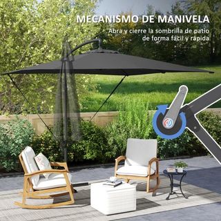 Parasol Excéntrico 247x247cm con Base Cruzada Gris