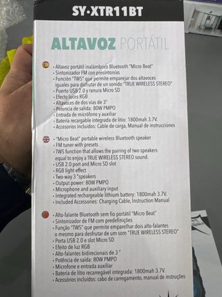 Altavoz Sytech 80W Bluetooth SY-XTR11BT F1