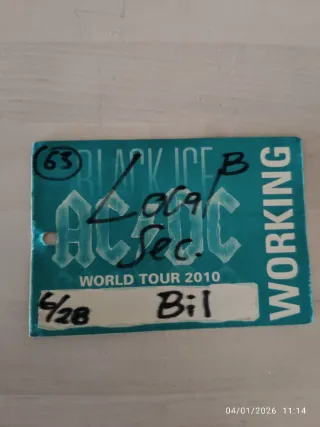 AC/DC Black Ice World Tour 2010 Pass