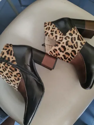 Botines Lodi Piel y Print Animal  37