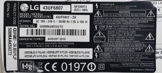 Placa Fuente TV LG 43UF6807-ZA