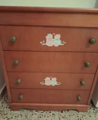 Cómoda bebé madera con ositos