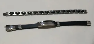 Lote 2 Pulseras Hombre Negro/Plata
