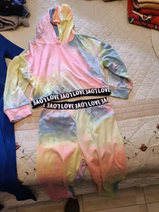 Conjunto ropa niña tie-dye y azul