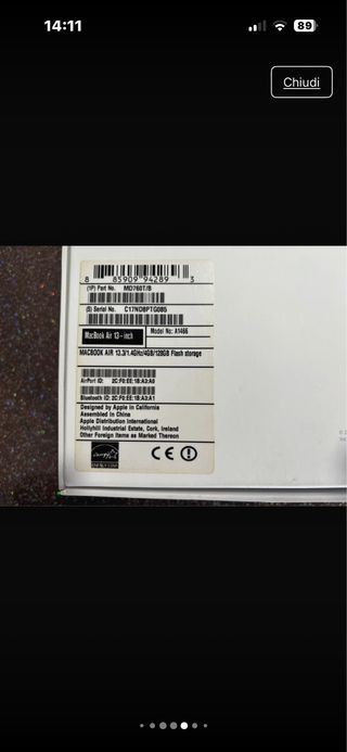 MacBook Air Apple Grigio Argento