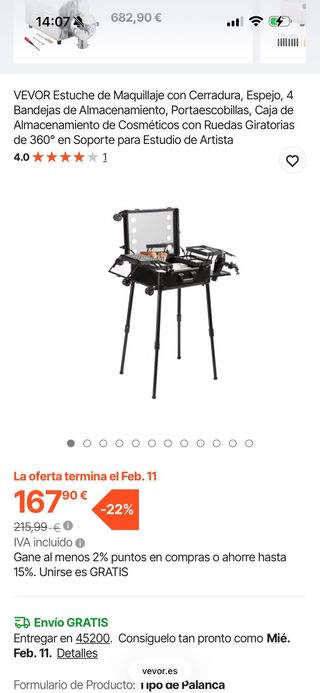 Maletín Tocador con Luces y Ruedas